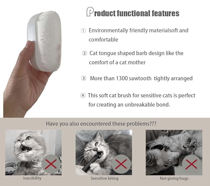 SoarExcelleryy Soft Fur Cat Brush - Over 1000 gentle cat tongue brushes with prickly serrations, suitable for sensitive cats - comfortable, lightweight, gentle, perfect for enhancing intimacy (Orange)-Mewly Pet