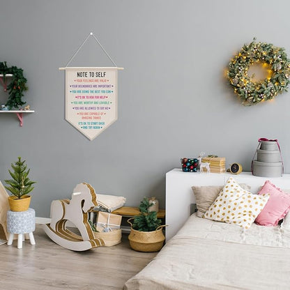 Positive Psychology Affirmations Therapy Office Decor, Back to School Decorations Canvas Hanging Pennant Flag Banner Wall Sign Decor for Bedroom Classroom Playroom Game Room Front Door