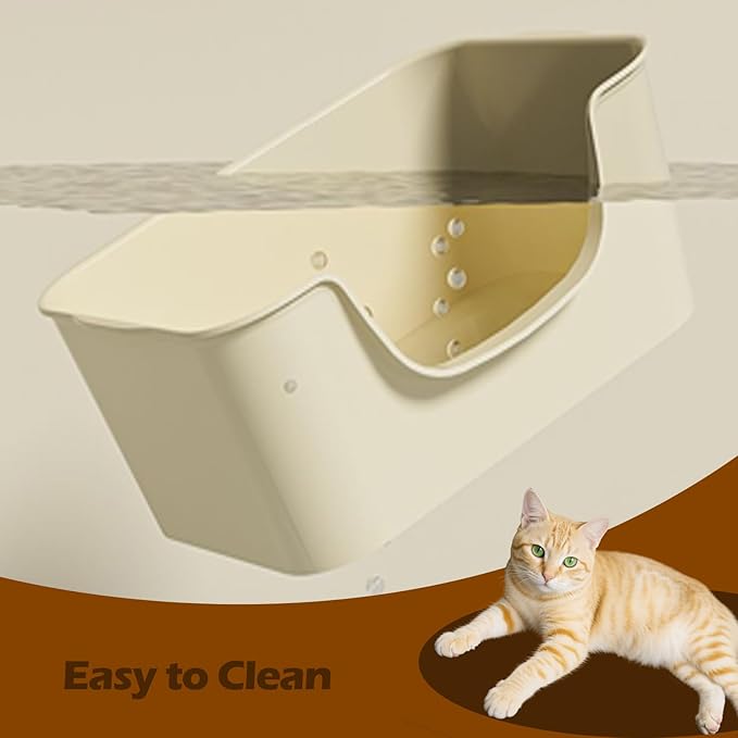 Small Cat Litter Box with High Sides,Cat Boxes for Indoor Cats,Cat Litter Pan for Kitty,Litter Box with Low Entry,Easy to Clean,Anti-Splashing (Yellow)-Mewly Pet