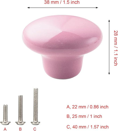 HUAMULAN 15PCS Glossy Ceramic Knobs Button Round Mushroom Cabinet Dresser Vintage Pulls Door Handles Cupboard Wardrobe Drawer