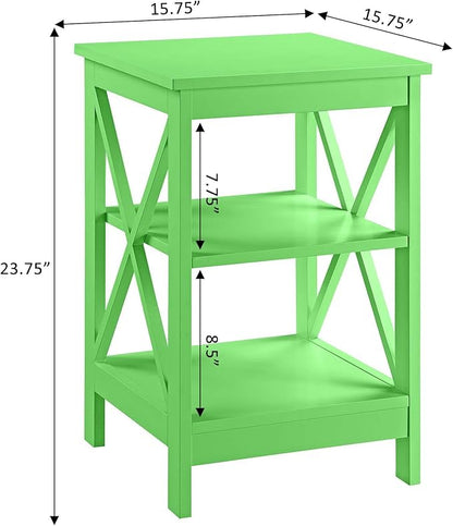 Convenience Concepts Oxford End Table 15.75" - Modern Living Room Table with Storage Shelves, Transitional Nightstand Side Table for Home Decor and Display, Lime Green