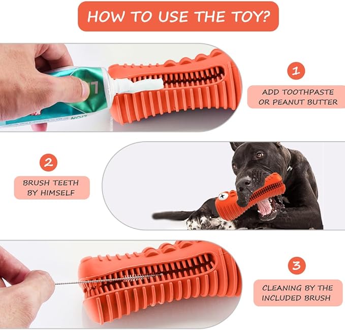 Dog Toys for Aggressive Chewers Large Medium Breed, Indestructible Dog Toothbrush Chew Toys, Squeaky Interactive Tough Extremely Durable, Dogs Toys to Keep Them Busy-Mewly Pet