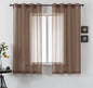 DUALIFE Dark Brown Sheer Curtains Voile Panels Drapes Grommet Curtain Sheers for Living Room 45 inch Length Transparent Bedroom Light Filtering Window Treatments 2 Panels 52x45 Chocolate Brown