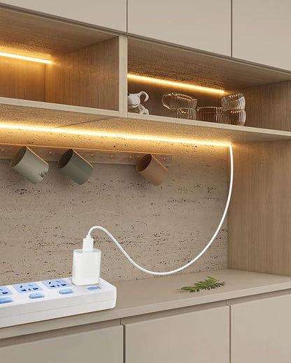 Aclorol COB LED Strip Lights for TV 5V USB Powered Warm White 6.56FT 320Leds/M COB Flexible Light Strip TV Led Backlight for Bedroom Under Cabinet Kitchen DIY Lighting Project 3000K CRI85+ 2M
