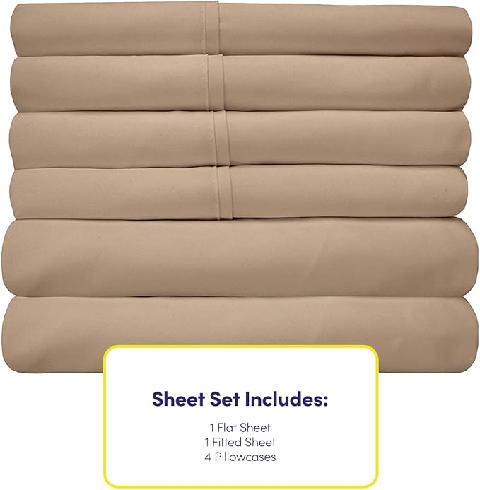 King Size Bed Sheets - 6 Piece 1500 Supreme Collection Fine Brushed Microfiber Deep Pocket King Sheet Set Bedding - 2 Extra Pillow Cases, Great Value, King, Taupe