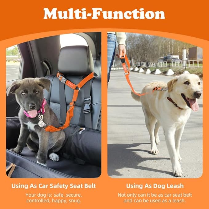 BWOGUE Pet Dog Cat Seat Belts, Car Headrest Restraint Adjustable Safety Leads Vehicle Seatbelt Harness (1 Pack)-Mewly Pet