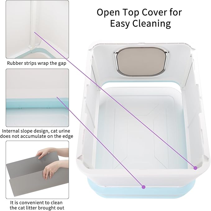 RIZZARI Cat Litter Box Top-Entry : Leak-Proof Enclosed Design Reduces Odor, for Indoor Cats & Owners (Green)-Mewly Pet