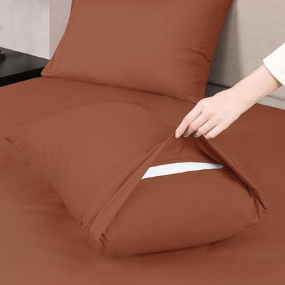 Mejoroom Queen Size Sheet Set - Hotel Luxury 1800 Bedding Sheets & Pillowcases - Deep Pocket Fitted Sheet, Soft, Breathable, Wrinkle & Fade Resistant - 4 Piece (Queen,Terracotta)