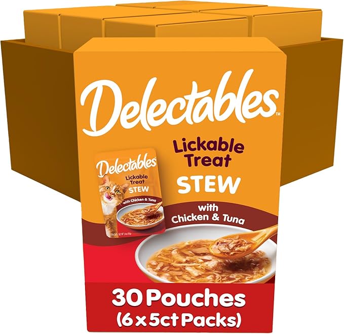 Hartz Delectables Stew Chicken & Tuna Lickable Wet Cat Treats, 30 Count-Mewly Pet