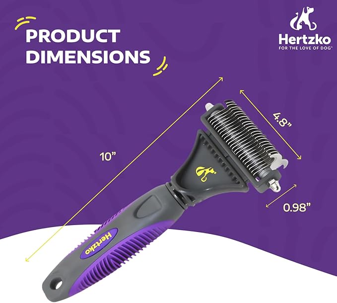 Hertzko Cat Dematting Tool Double Sided Dog and Cat Dematting Comb - for All Pets - Effortlessly Removes Tangles, Mats, and Loose Fur - Safe, Easy Grooming for Cats and Dogs-Mewly Pet