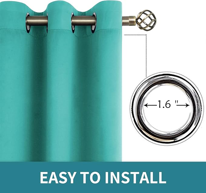 BGment Room Darkening Curtains 54 Inches Long - Grommet Thermal Insulated Drapes Window Treatment Curtains for Bedroom, 2 Panels, 52 x 54 Inch, Teal