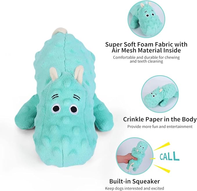 DODODOLA Cute Stuffed Hippo Dog Toys Squeaky Dog Toys with Crinkle Paper Dog Plush Toys for Large Breed Dog Chew Toys for Small, Medium, Large Dogs-Mewly Pet