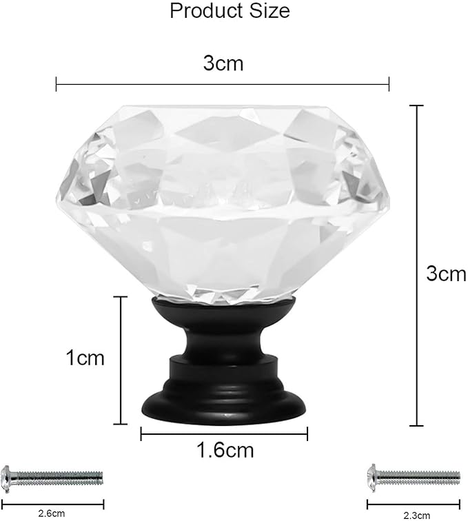 Dynasty 30mm Glass Crystal Dresser Drawer Kitchen Cabinet Door Hardware Knobs Handles - Bronze 5 Pack, Blue