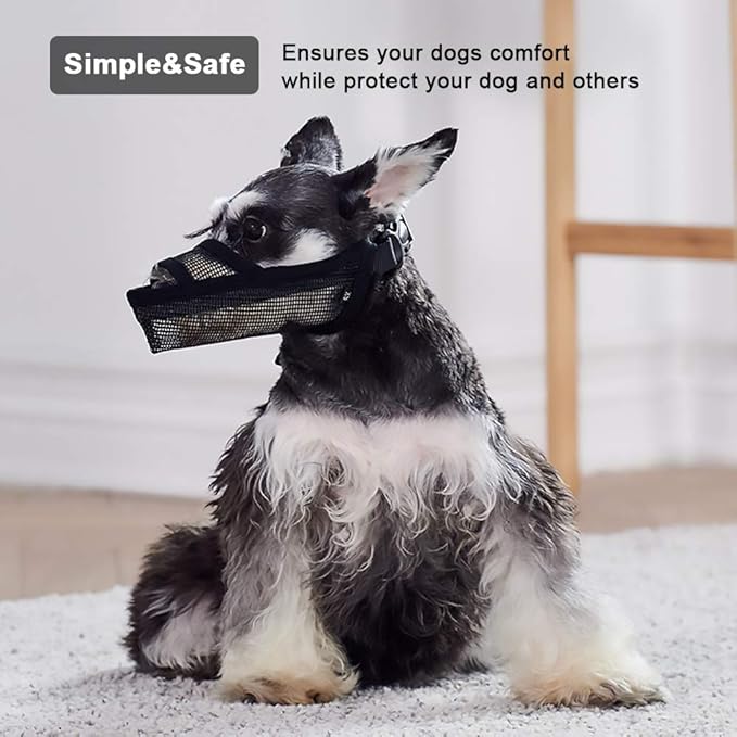 Crazy Felix Nylon Dog Muzzle for Small Medium Large Dogs Poodle Labrador Golden Retriever Doberman, Air Mesh Breathable and Drinkable Pet Muzzle for Anti-Biting Chewing Scavenging(Black,L)-Mewly Pet