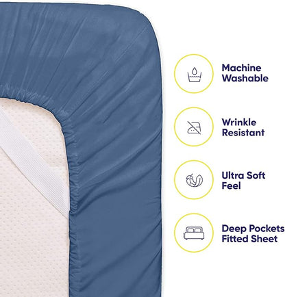 Cal King Size Bed Sheets - 6 Piece 1500 Supreme Collection Fine Brushed Microfiber Deep Pocket California King Sheet Set Bedding - 2 Extra Pillow Cases, Great Value, California King, Denim