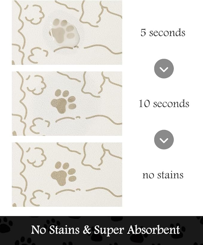 Pet Feeding Mat-Absorbent Dog Mat for Food and Water Bowl-No Stains Quick Dry Water Dispenser Mat-Dog Accessories Pet Supplies-Bowl for Messy Drinkers（FRAMEDOGS,17"x34"