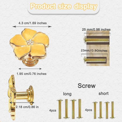 4 pcs Petal Knob Handle Unique Zinc Alloy Flower Shape Single Hole Knob Handle for Cabinets,Drawers, Wardrobes Furniture Decoration(Yellow)