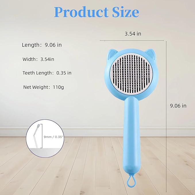 Cat Brush for Shedding，Pet Grooming Tool for Dogs，Cat Hair Brush with Self Cleaning Button for Deshedding, Easy to Removes Loose Fur-Mewly Pet