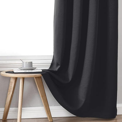 ChrisDowa 100% Blackout Curtains 108 inch Long for Bedroom with Black Liner, 2 Thick Layers Total Blackout Thermal Insulated Grommet Window Curtains 2 Panels Set (Dark Grey, 52 x 108 Inch)