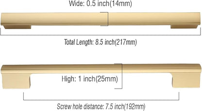 Asidrama 10 Pack 7.5 Inch(192mm) Brushed Gold Cabinet pulls Kitchen Cabinet Handles, Cabinet Pulls Gold Kitchen Cabinet Hardware for Cupboard Drawer Pulls