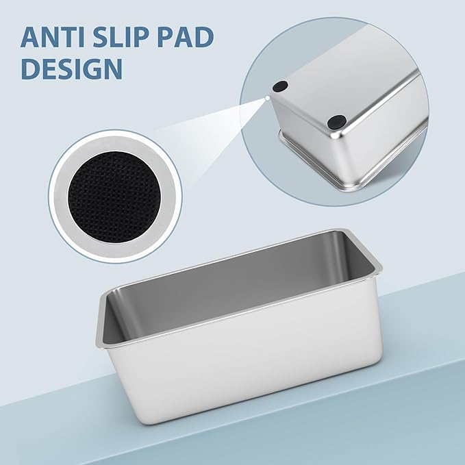 Stainless Steel Litter Box - Cat Litter Box Easy to Clean, Never Absorbs Odor, Stains, or Rusts - Silver (17.7" L x 13.5" W x 6" H)-Mewly Pet