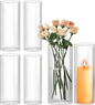 Hurricane Candle Holder,Open Ended Glass Candleholder Multiple Size Choices,Clear Cylinder Glass Candle Holder for Wedding Centerpieces, Home Decor(6 PCS,H:10" D:4")