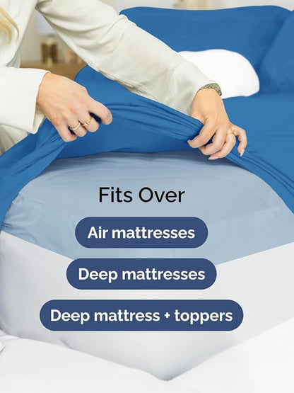 Extra Deep King Sheet Set - 6 Piece Breathable & Cooling Sheets - Hotel Luxury Bed Sheets Set - Easy & Secure Fit - Soft, Wrinkle Free & Comfy Sheets Set - Royal Blue Sheet Set with Extra Deep Pockets