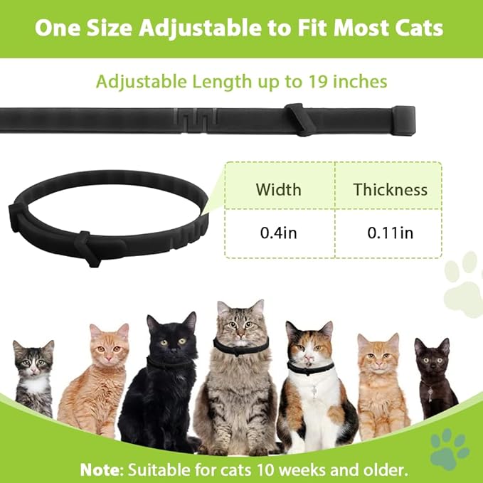 4 Pack Flea and Tick Collar for Cats, Natural Plant Oil Formula Cat Flea Collar Provides 32-Month Protection for Flea Tick Prevention, Waterproof & Adjustable Cat Flea Treatment for Most Cats-Mewly Pet
