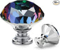 Ravinte 10 Pack Colorful Crystal Drawer Knobs - Glass Cabinet Knobs, Diamond Shaped, 30 mm with Black Base