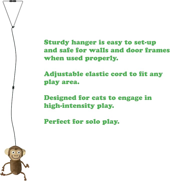 Meowijuana Jump 'n' Jamb Door Hanging Cat Toy Bundle | Funky Monkey + Happy Grass Blend | Refillable Interactive Catnip Toy | Promotes Play and Cat Health | Potent Catnip Grown in North America-Mewly Pet