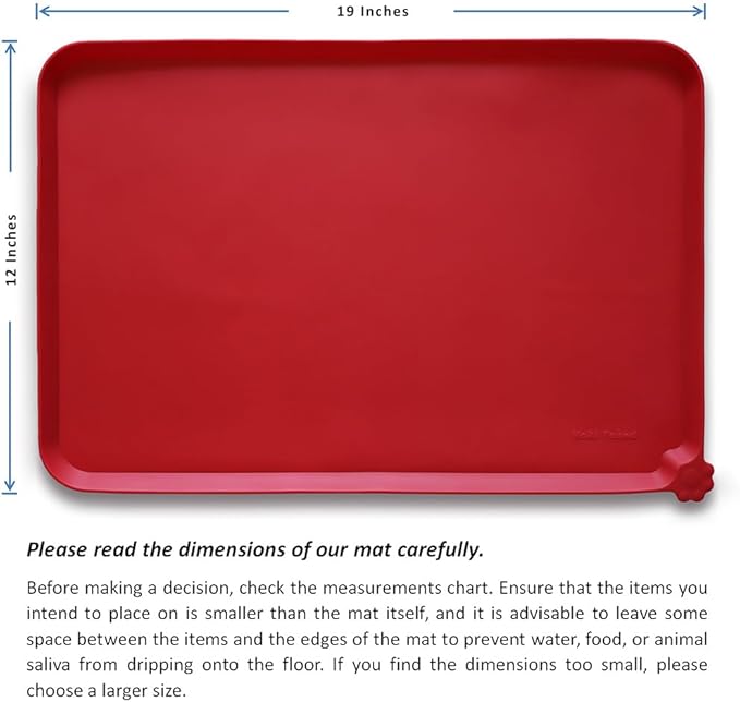 Hoki Found Silicone Pet Food Mats - Non Slip Dog Cat Bowl Mats - Classic Red-Mewly Pet