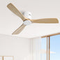 Sofucor 52 Inch Ceiling Fan No Light, Solid Wood Ceiling Fans Without Lights Remote Control, Reversible DC Motor, 6-Speed, Flush Mount Indoor/Outdoor Ceiling Fans for Patios, Bedroom and Farmhouse