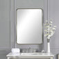 ANDY STAR Brushed Nickel Bathroom Mirror, 24x36’’ Rounded Rectangle Mirror Modern Silver Vanity Mirror SUS304 Metal Tube Frame(Rustproof) 1’’ Deep Wall Mounted Vertically/Horizontally