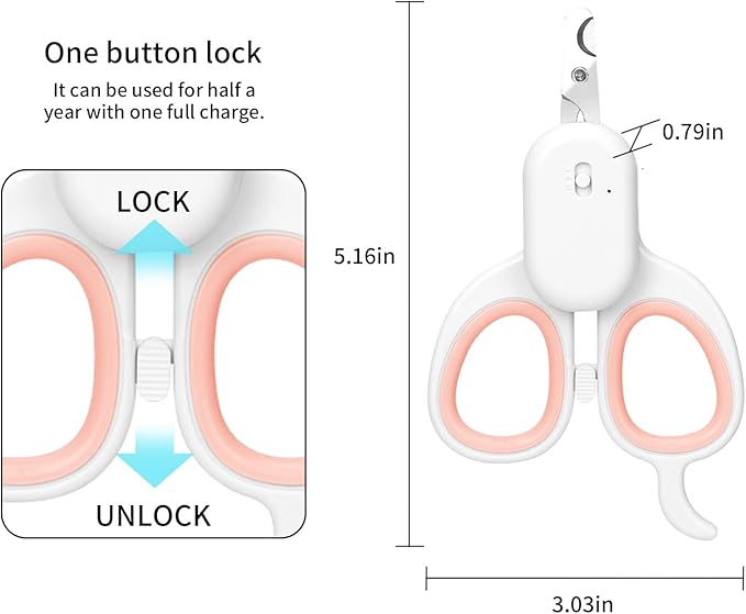 PAKEWAY Pet Nail Clipper with LED & -U-V Light, Cat Claw Trimmer with Ultra Bright LED Light for Nail Bloodline to Avoid Over Cutting, Sharp Angled Blade Grooming Tool for Dog Cat Rabbit Small Animals-Mewly Pet