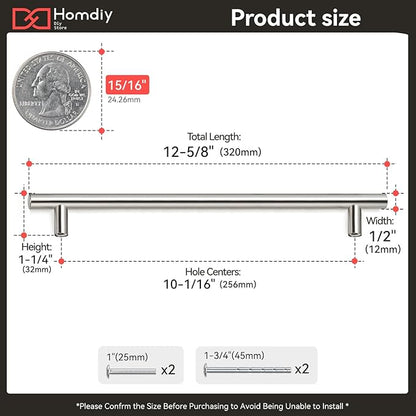 homdiy 7-1/2in Cabinet Pulls Brushed Nickel Cabinet Door Handles 25Pack - HD201SN Cabinet Handles Stainless Steel Modern Drawer Pulls for Dresser Drawer Pulls