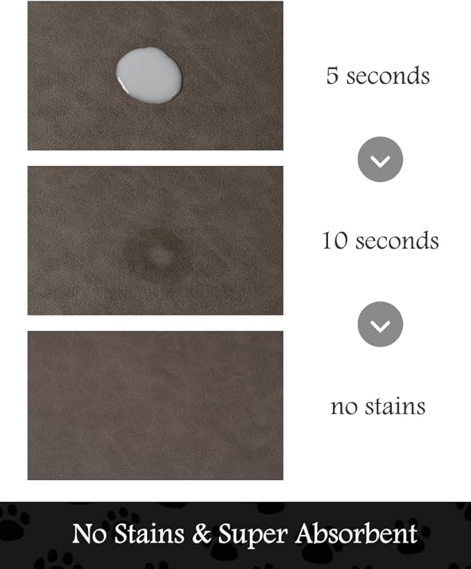 Pet Feeding Mat-Absorbent Dog Mat for Food and Water Bowl-No Stains Quick Dry Water Dispenser Mat-Dog Accessories Pet Supplies-Bowl for Messy Drinkers（Brown,17"x34"-Mewly Pet