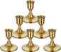 6PCS Brass Gold Taper Candle Holders, Vintage Metal Candlestick Holders for Dinner Room Table Centerpiece or Mantel Wedding Party Decor