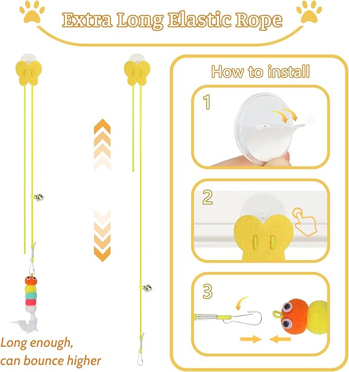 Kitten Toys - 38PCS Cat Play Set, Sparkle Balls, Plush Pom Pom Balls, Hanging Door Toy, Gift Box Styles-Mewly Pet