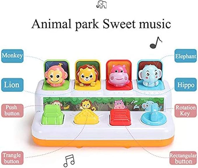 Animal Park Interactive Pop Up Music Toy,Up- Early Education Activity Center Toy, Ages 7 8 9 10 11 12 Months and up Infant Toddlers Toys.-Mewly Pet
