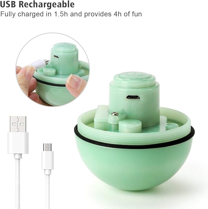 WWVVPET Interactive Cat Toy With LED Light, 360 Degree Self Auto Rotating Smart Ball, USB Rechargeable Spinning Toy, Stimulate Hunting Instinct for Kittens, Funny Chaser Roller Pet Toy-Mewly Pet