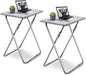 Garden 4 You TV Tray Table, Folding Dinner Tray With No Assembly Required, Sturdy Foldable Snack Eating Table for Living Room, 2PCS (White Marble)