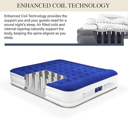 King Koil Luxury Cal King Air Mattress with Built-in Pump for Home, Camping & Guests - King Size Inflatable Airbed Luxury Double High Adjustable Blow Up Mattress, Durable Waterproof & Premium