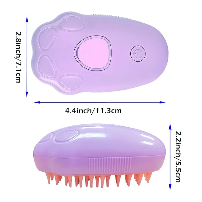 Steam Brush for Cats, Spray Comb Mist Brush, Rechargeable Steam Pet Brush for Dogs and Cats, Self-Cleaning 3-in-1 Cat Hair Brush with Steam for Long and Short Hair for Cats and Dogs (purple)-Mewly Pet
