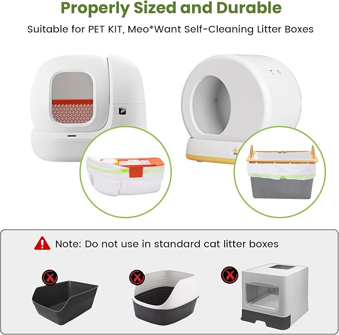 67 Count Cat Litter Bags for Pet Pura MAX Self-Cleaning Litter Box, Drawstring Kitty Liners for Automatic Waste Drawer Bin, Disposable Replacement Poop Trash Bag, Durable Leak-proof - 21 * 15.7 "-Mewly Pet