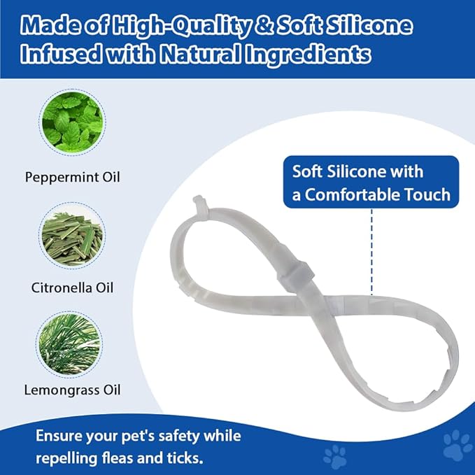4 Pack Adjustable Flea and Tick Collar for Cats, Natural Plant Oil Formula Cat Flea Collar Provides 32-Month Protection for Flea Tick, Glow-in-The-Dark & Waterproof Cat Flea Treatment for All Cats-Mewly Pet