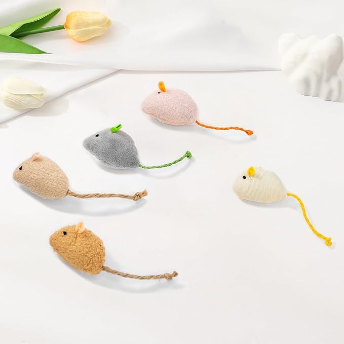 Shudyear cat Toys 5pcs Mouse Toys, Interactive Catnip Animal Toys for Indoor Kittens to Eliminate Boredom for Bored Indoor Cats (10pc)-Mewly Pet