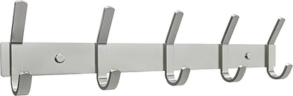 Coat Rack Wall Mount – Brushed Nickel 15 Inch Stainless Steel Hook Rail with 5 Heavy Duty Double Coat Hooks – Wall Mounted Coat Hanger for Entryway, Bathroom, Bedroom, Towel, Hat Organizer