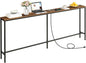78.7" Console Table with Power Outlet, Narrow Sofa Table Behind Couch, Skinny Entryway Table with with Charging Station, for Hallway, Foyer, Living Room, Rustic Brown CTHR20E01