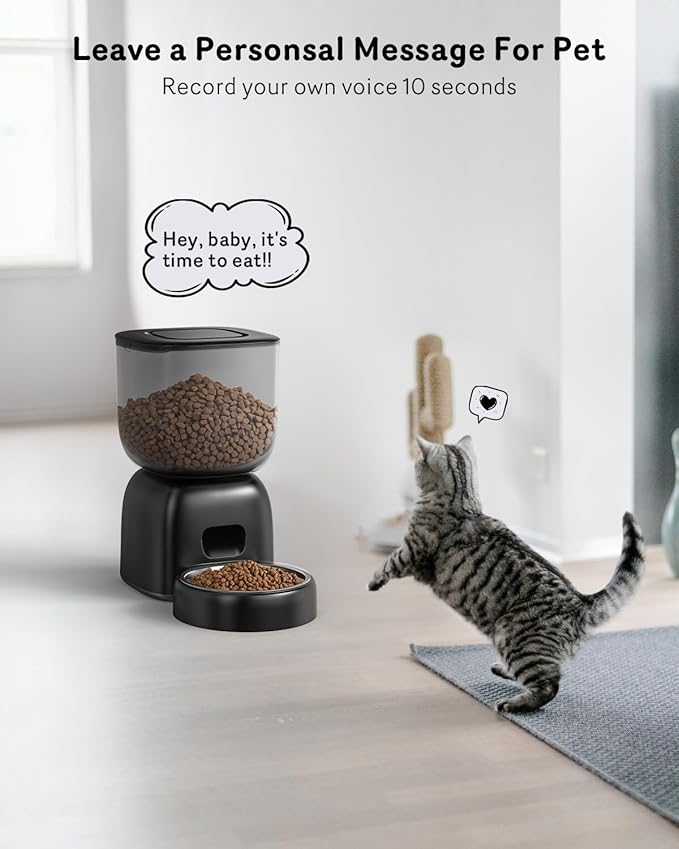 Automatic Cat Feeder, Cat Food Dispenser Battery-Operated with 180-Day Battery Life, Timed Pet Feeder for Cats and Dogs, Desiccant Bag, Programmable Portion Control, 4 Daily Meals, 10s Voice Recorder-Mewly Pet