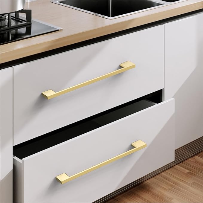 10 Pack Gold Cabinet Pulls - 6.25 Inch Handles - Drawer Pulls